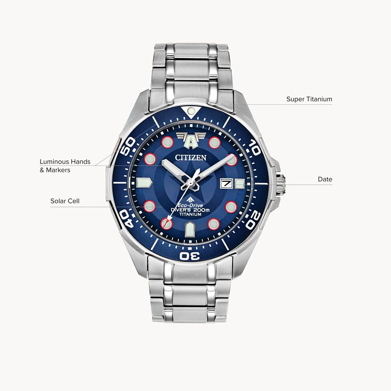 Captain America Blue Dial Super Titanium Bracelet BN0208 54W CITIZEN